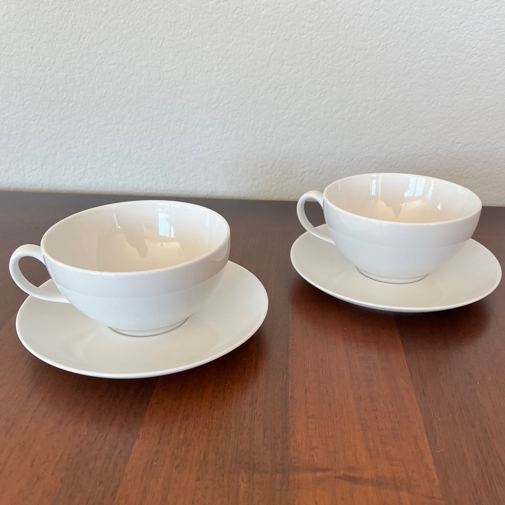 2 Piece Cups Set‎ Crate and Barrel Cappuccino Cup White with Matching Plates